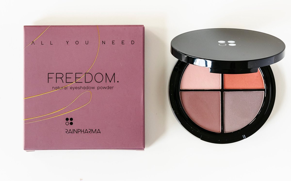 RainPharma All You Need – Natural Eyeshadow Powder – Freedom – 4 x 2,5g – Minerale Oogschaduw Palette – Vegan Oogmake-up – Zijdezacht Poeder – Langdurig Resultaat – Natuurlijke Tinten