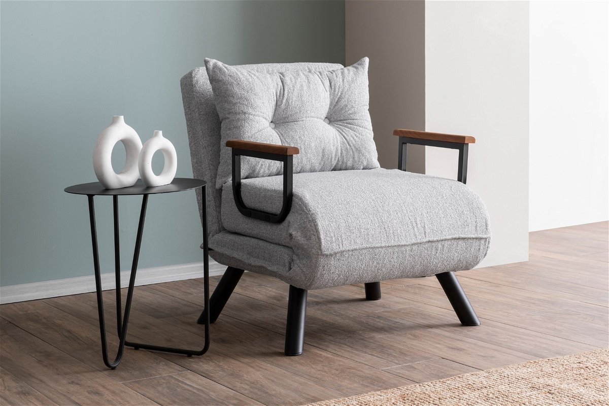 Asir - bankbed - slaapbank - 1-zitplaats - Grijs - 60 x 50 x 85 cm