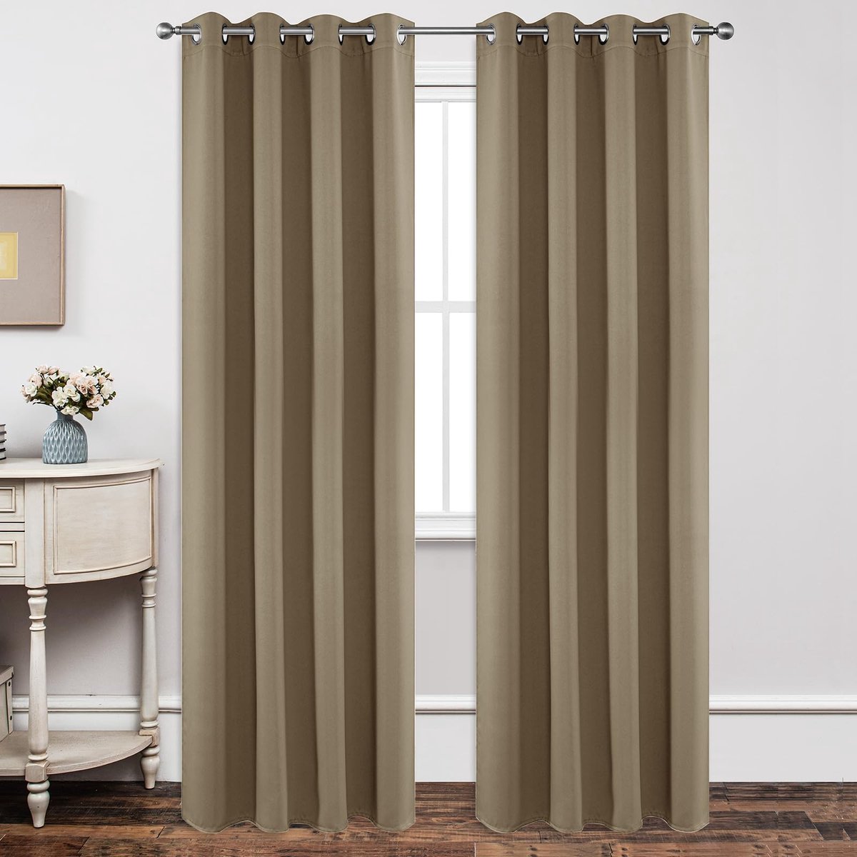 My Ninki ® Stijlvolle Verduisteringsgordijnen met Oogjes voor Optimale Privacy en Hittebescherming, 2 stuks, Cappuccino