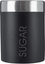 Sucrier élégant en émail noir avec joint en caoutchouc et accents en acier inoxydable