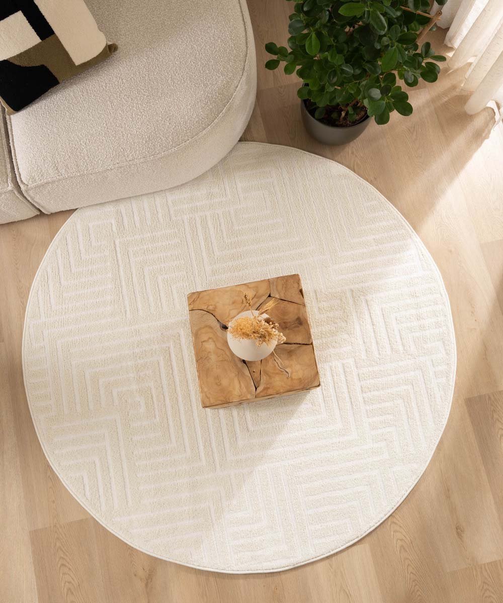 Rond vloerkleed Scandinavisch - Contour Gem crème 80 cm