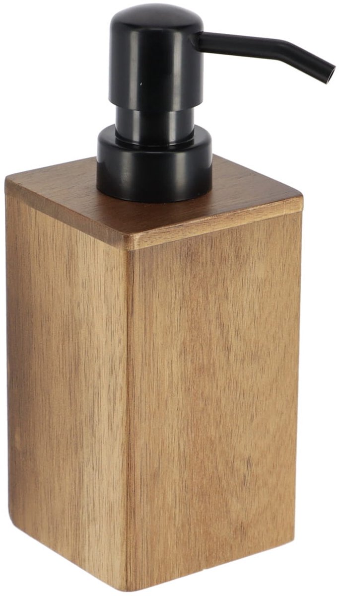 Tendance Zeeppompje/zeepdispenser - bruin - hout look - acacia - 150 ml