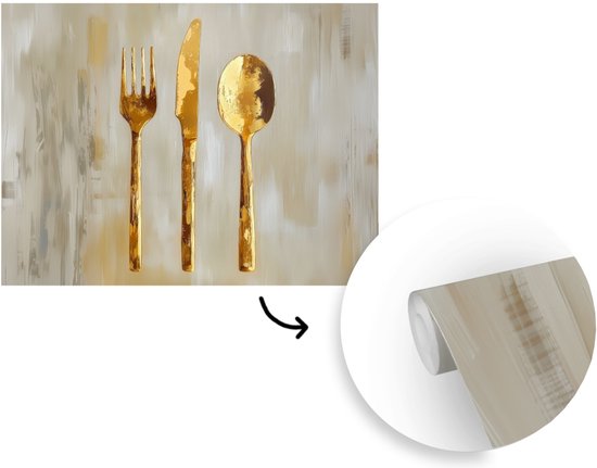 Behang - Fotobehang Verf - Goud - Bestek - Breedte 275 cm x hoogte 220 cm