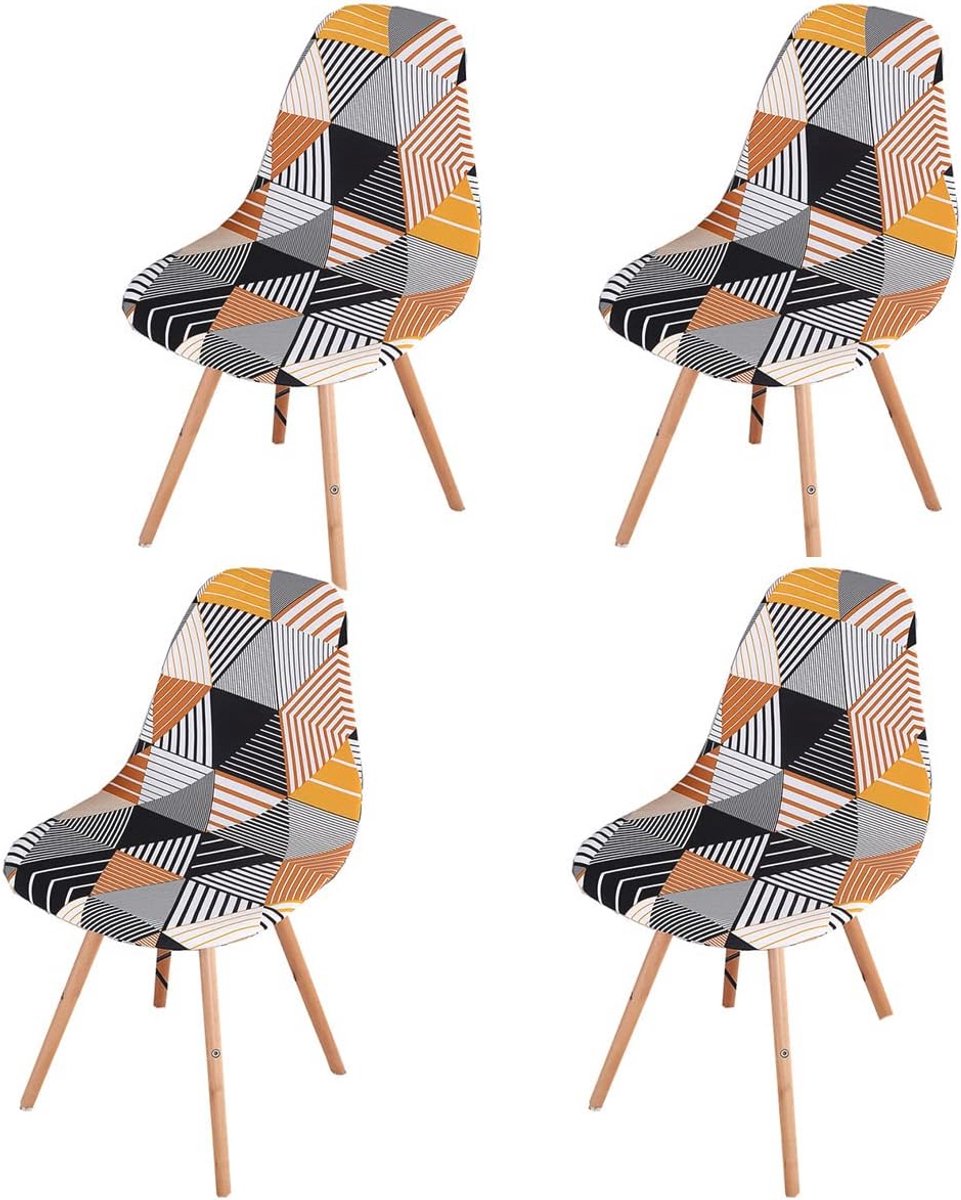 Allecto Premium - Scandinavische eetkamerstoelhoezen - Universeel en wasbaar - Set van 4 armloze stoelhoezen met gestreept design - Voor keuken en woonkamer.