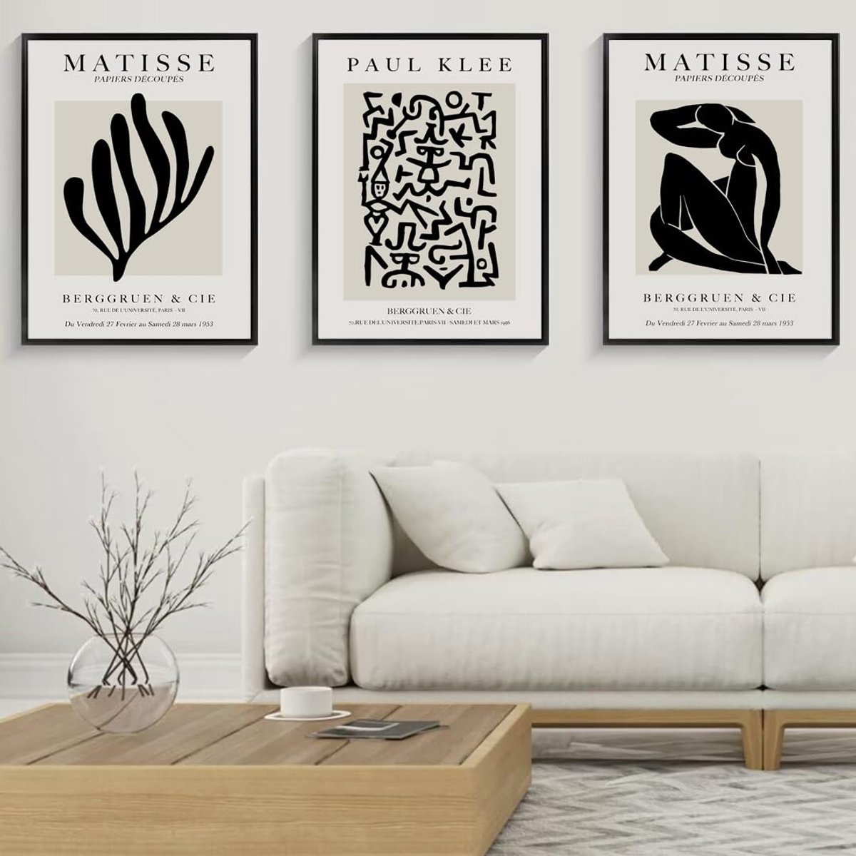 My Ninki ® Beige Kunstzinnige Canvas Wanddecoratie Set van 3 voor Slaapkamer en Woonkamer, 50 x 70 cm, Staand Formaat