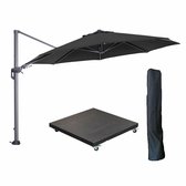 Bol.com Garden Impressions Hawaii zweefparasol Ø350 cm carbon black / zwart met 90kg verrijdbare parasolvoet en parasolhoes aanbieding