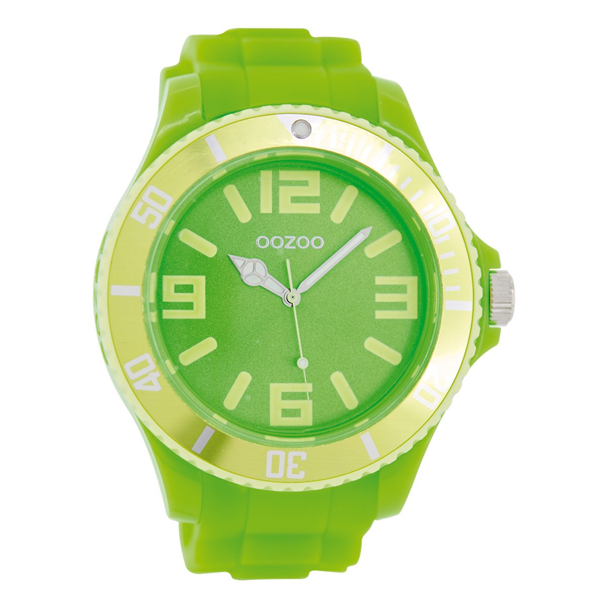 OOZOO Timepieces - Fluo groene horloge met fluo groene rubber band - C5834