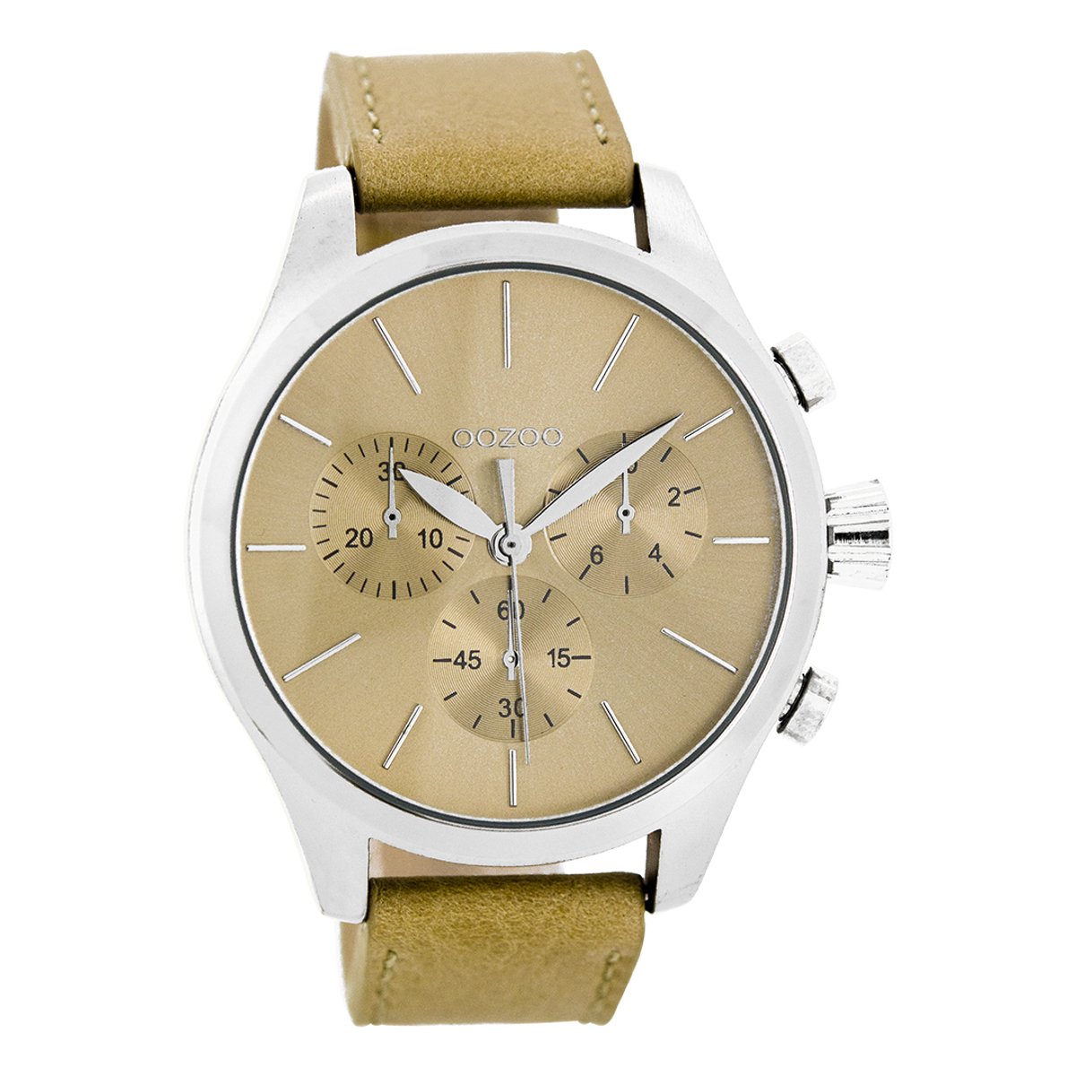 OOZOO Timepieces - Zilverkleurige horloge met zand NATO horlogeband - C7061