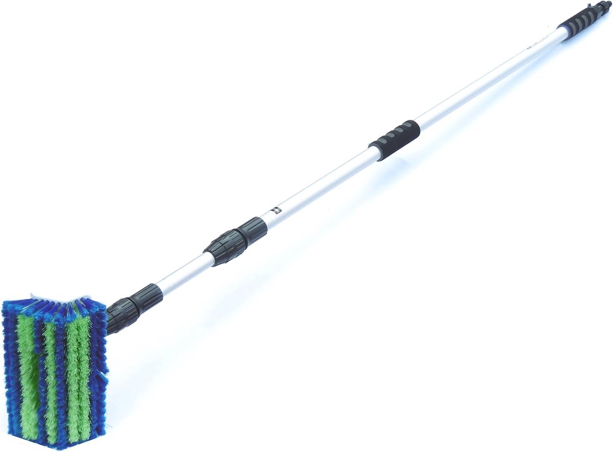 Telescopische Wasborstel - Reinigingslans - Ramen Wassen - Uitschuifbaar Tot 4m - 4 Meter - Zilver