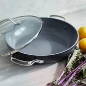 Bol.com GreenPan Valencia Pro Aluminium Ronde Hapjespan met deksel Ø 28cm - 4.2L - PFAS-vrij - inductie - Ovenbestendig 220 grad... aanbieding