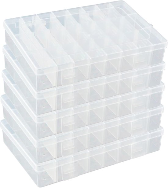 DSM-Verbindungstechnik Sorteerdoos met 10 verstelbare vakken van kunststof, opbergdoos, organizer, assortimentsdoos, kralenbox, 3 stuks
