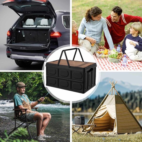 Camping Opbergbox Camping Box 50L Grote Capaciteit (Grijs-wit