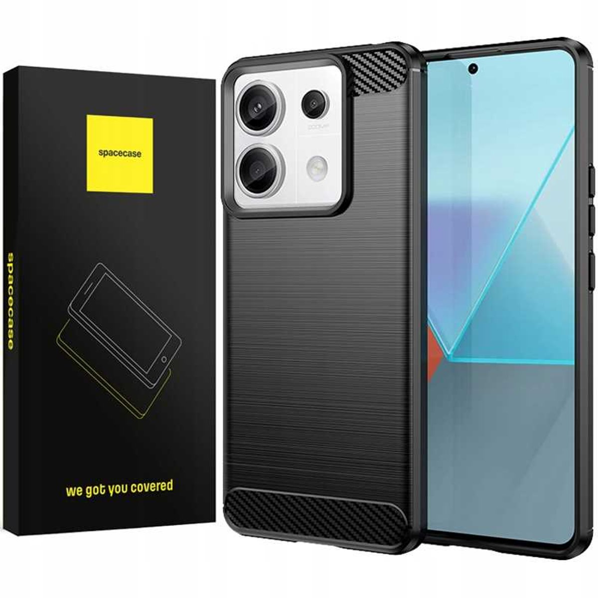 Spacecase Case Cover Voor Poco X6 Rm Note 13 Pro 5G Zwart