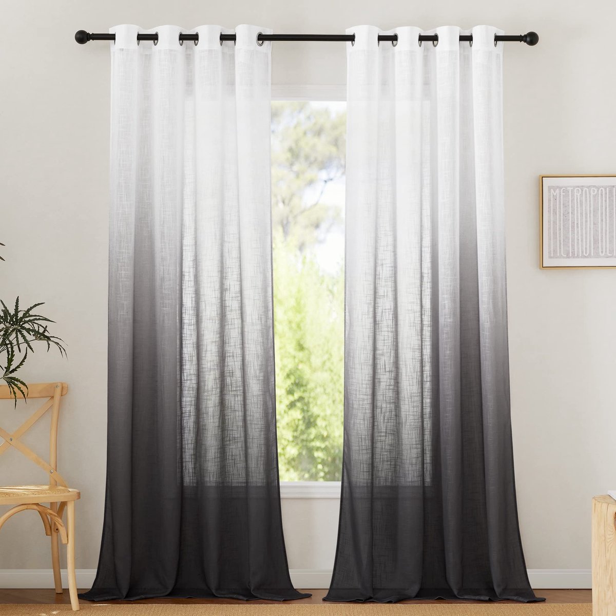 My Ninki ® Elegante Linnenlook Gordijnen Set Met Kleurverloop Design Voor Woonkamer En Slaapkamer