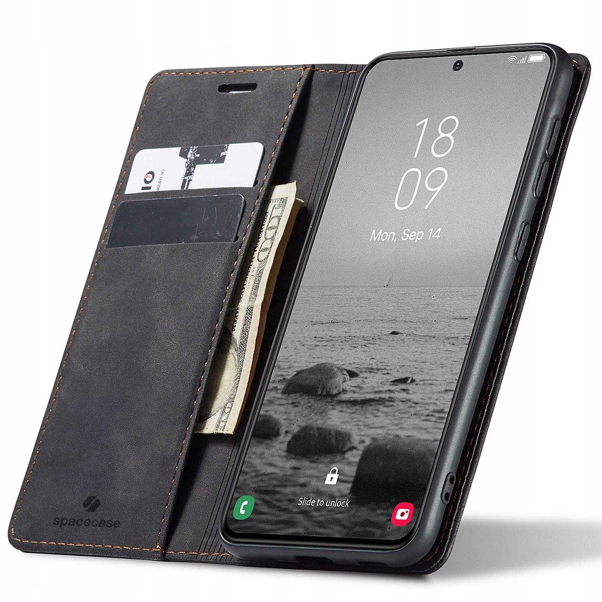 Spacecase Wallet Galaxy S23 Hoesje Voor Samsung Telefoon Zwart
