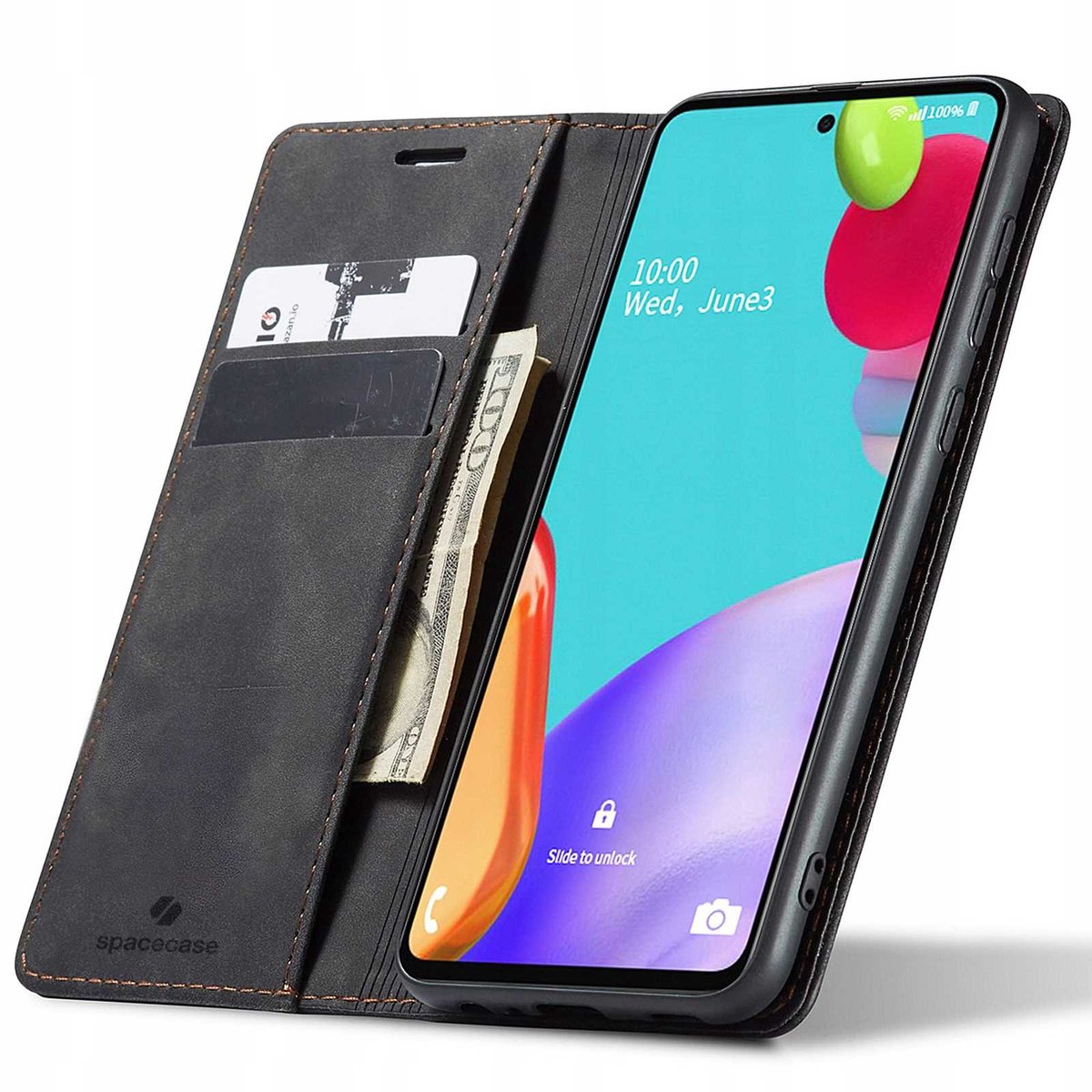 Spacecase Portefeuille Galaxy A52 5G Zwart Hoesje Samsung