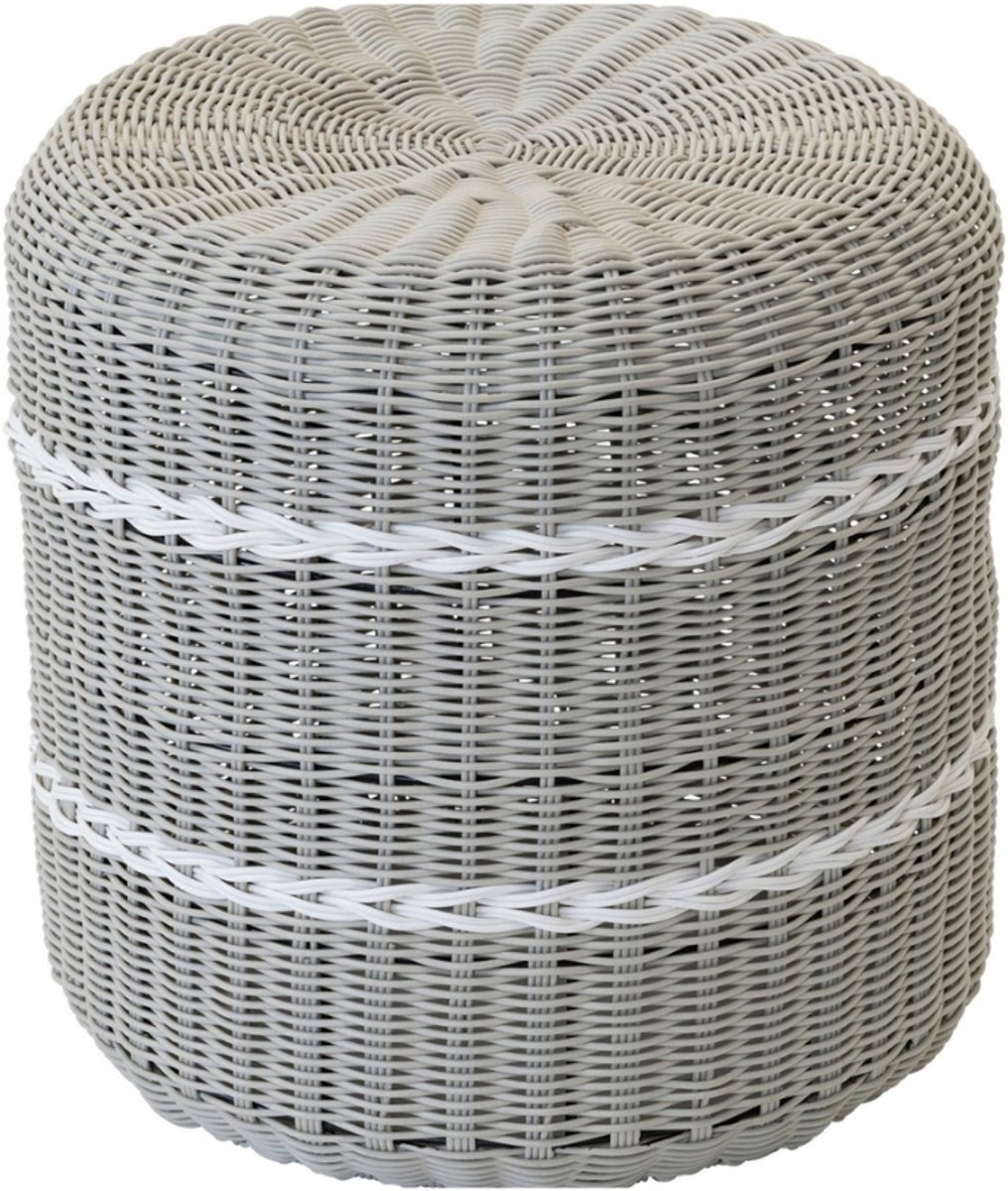 Saigon poef wicker ø41x40cm - grijs