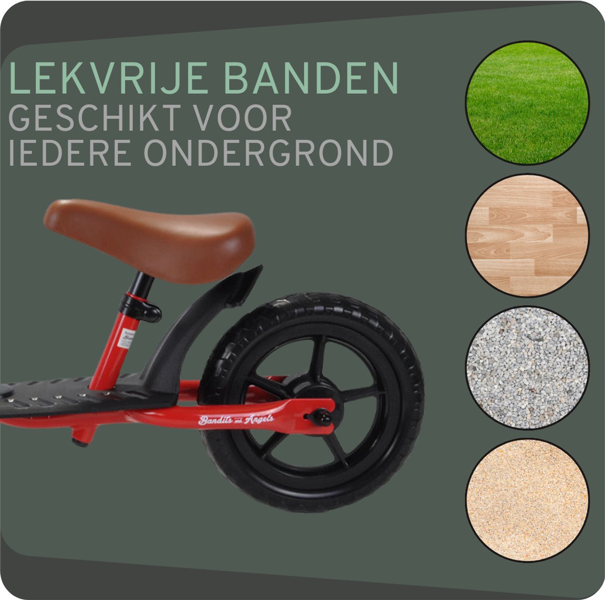 Bandits & Angels Metalen Loopfiets Starter Rood met Voetenplan vanaf 2 Jaar - Limited Edition - Rode Loop Fiets - Verstelbaar Zadel 29 tot 39 cm - Voor Jongens en Meisjes - Compact en Veilig - Lage Instap met Voetenplank — afbeelding 9