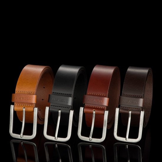 DTCH. FIT Ceintures Homme Nubuck Jaxx & Cuir Mason - Riem Cognac & Marron Foncé - Ceinture Jeans - Taille ceinture 95cm - Longueur totale 110cm - 2 Pièces