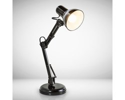B.K.Licht - Zwarte Tafellamp - industriële bureaulamp - kantelbaar retro metalen design - bureaulamp E14 fitting - excl. lichtbron
