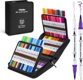Ohuhu Dual Tip Brush markers – waterbasis – set van 100 in zwarte etui