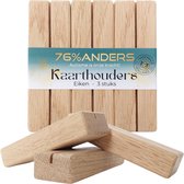 76%ANDERS Houten Kaarthouder Naturel Eiken (3 Stuks) | 100% Duurzaam Hout | Menukaarthouder, Foto Houder met Gleuf, Ansichtkaart, Tafelkaart