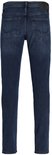 Achterkant van een donkerblauwe jeans.