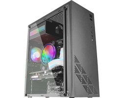 ApexArte® Computer Behuizing MZ100 - Computerkast Met RGB Ventilator - Desktop PC Case Voor ATX, Micro-ATX en Mini-ITX
