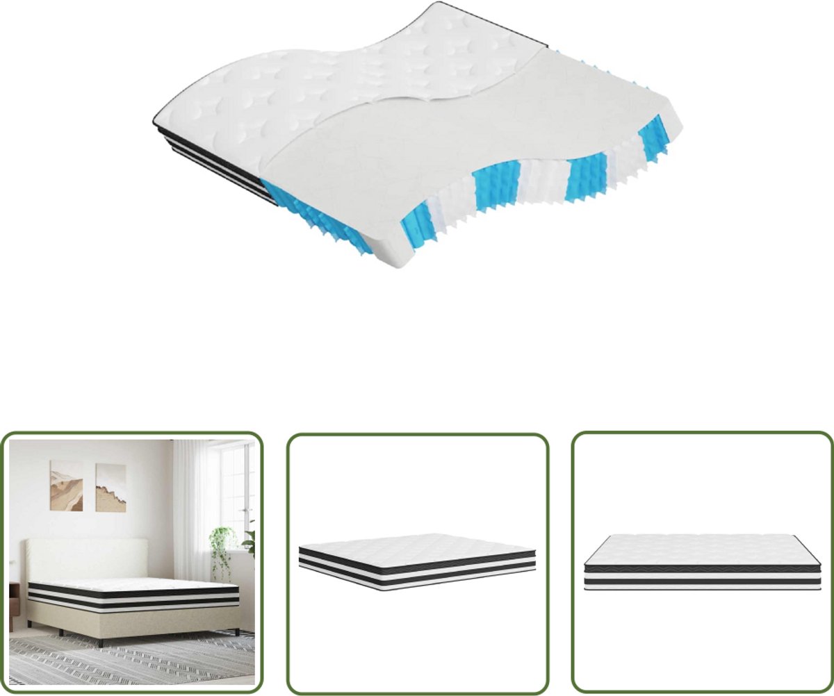 vidaXL Matras - Pocketveringmatras - Pocketveringmatras middelhard 180x200 cm - Slaapcomfort - Pocketveertjes - Veermatras