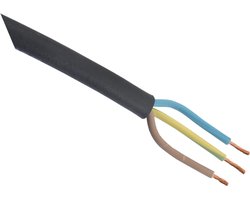 Rubbel kabel - glad - 3 x 2.5 mmÂ² - 10 m - zwart