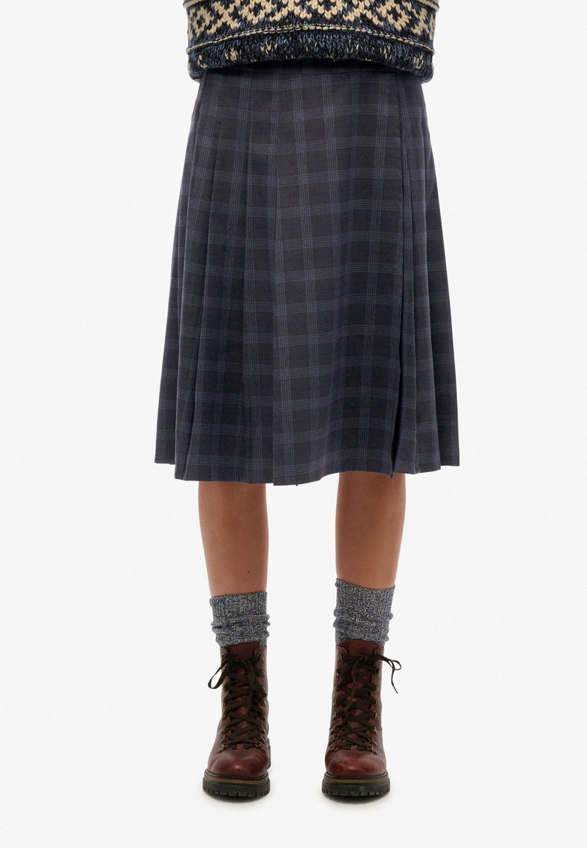 Superdry Halflange geruite plooirok Dames Rokken Charcoal Check