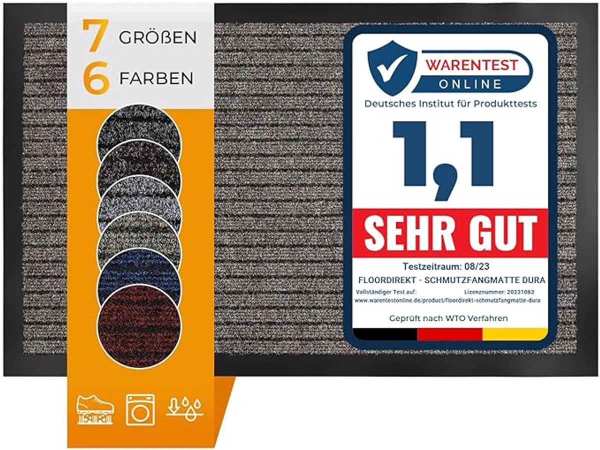 Floordirekt Dura Deurmat - Robuust & Duurzaam - In vele Maten en Kleuren - Antislip Schoonloopmat - Voor Binnen en Buiten - Beige - 150 x 180 cm