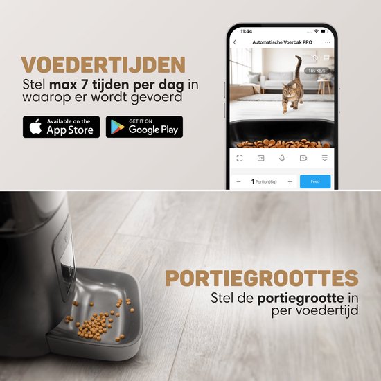 WiFi Smart Pet Feeder Pet Feeder voor katten en honden 6L voedseldispenser met WiFi Remote Timer Timer Programmeerbaar Simply Smart Feed en Voice Recorder (wit