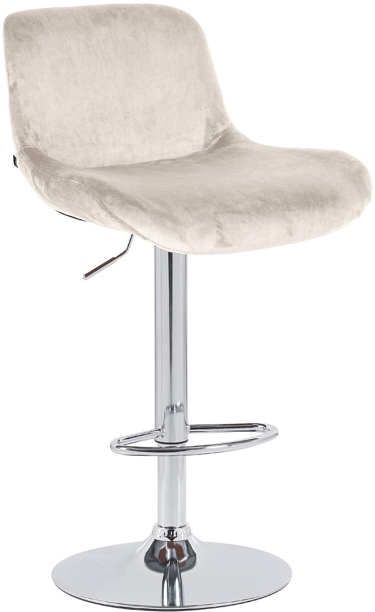 CLP Solon Barkruk - met rugleuning - in hoogte verstelbare - draaibaar - chroom frame - chroom/creme