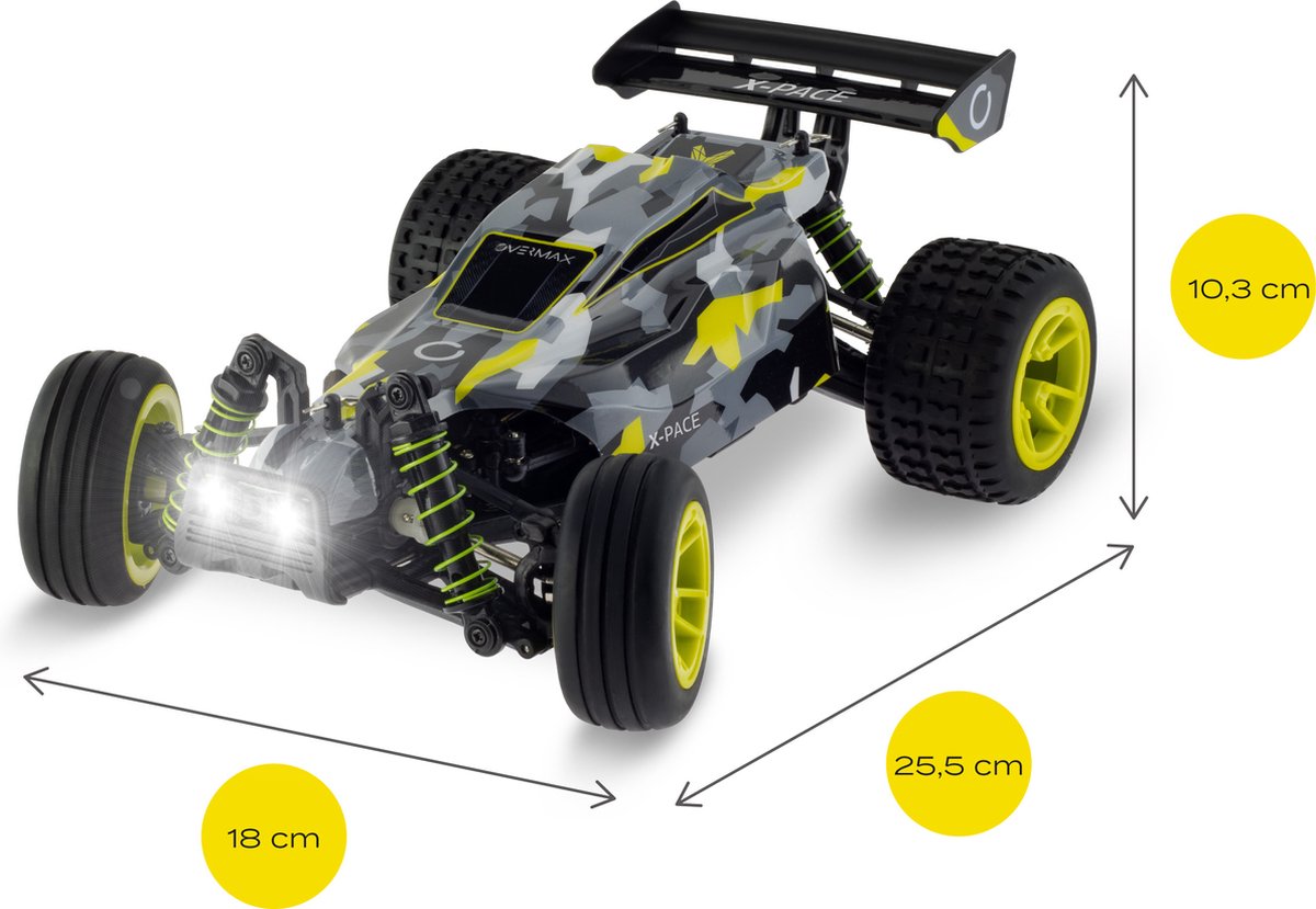 Overmax X-Pace - Bestuurbare Auto - 2 accu’s - 30 km/u - 4x4 - 1:18 - Bereik 100m - Onafhankelijke vering - LED’s - Offroad RC Auto Volwassenen & Kinderen - Afstandsbestuurbare Auto voor Buiten — afbeelding 10