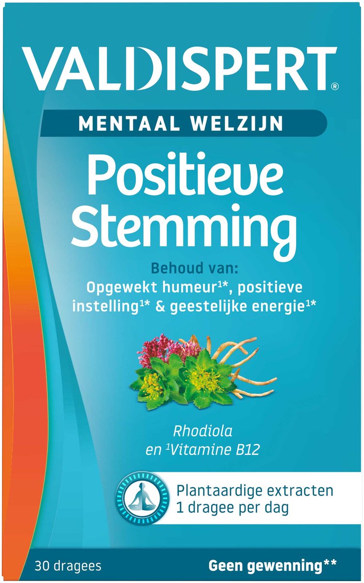 Goedkoopste Valdispert Positieve Stemming - Vitamine B12 voor behoud opgewekt humeur, positieve instelling & geestelijke energie - Rhodiola - 30 dragees