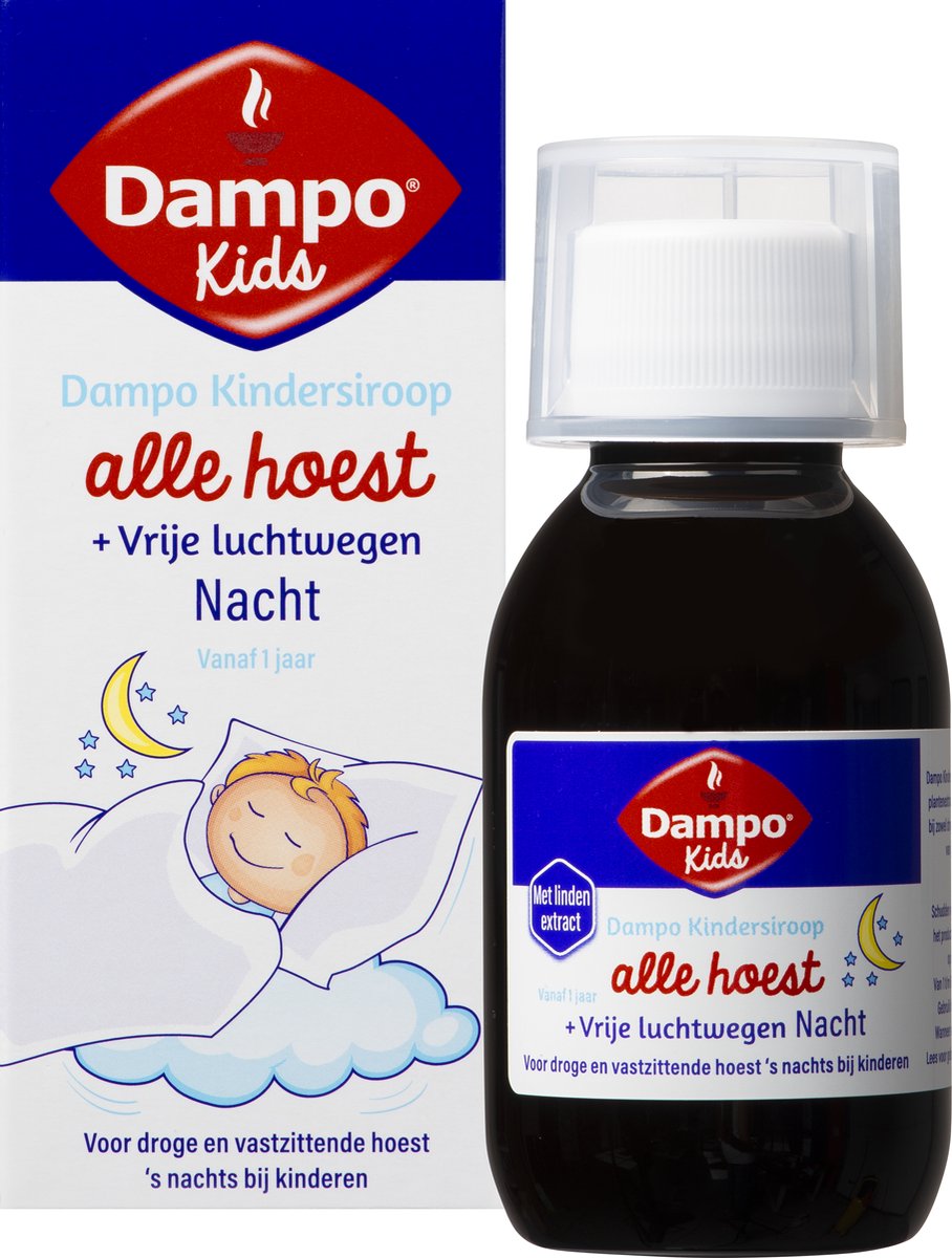 Goedkoopste Dampo Kids Nacht Kindersiroop Alle Hoest Vrije luchtwegen - Voor droge en vastzittende hoest 's nachts bij kinderen - Verlichting en verzachting bij het hoesten - Vanaf 1 jaar - Medisch hulpmiddel - 100 ml