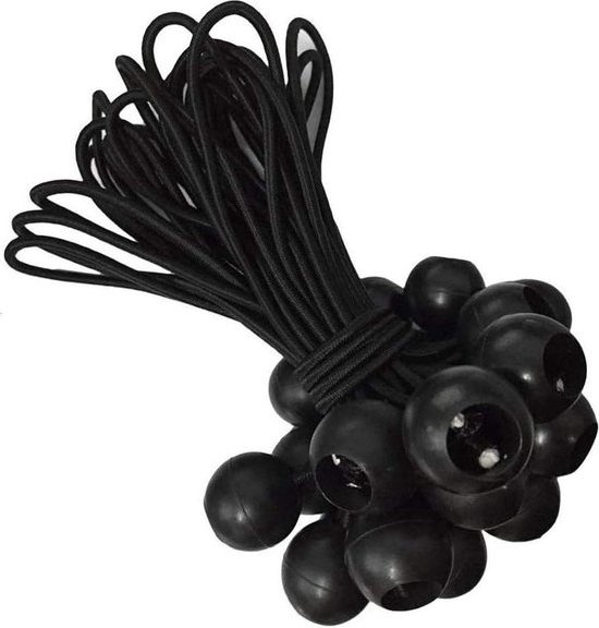 Zeilspanners tent-spanrubbers - rubberen spanners met bal - 25 stuks