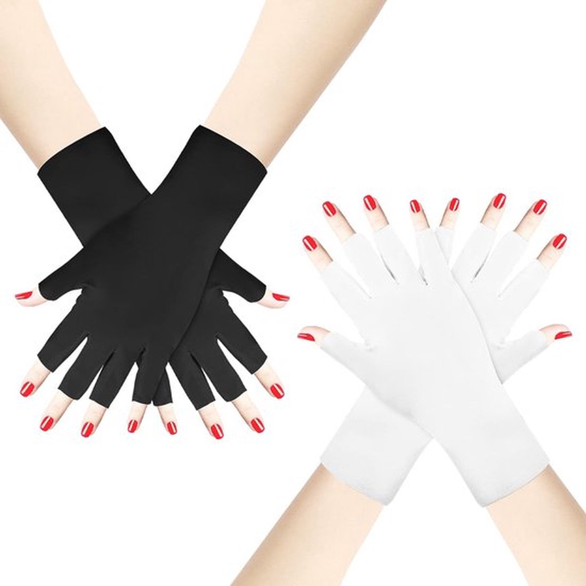 2 Paar Anti-UV Handschoenen voor Gelnagellamp - Professionele Bescherming voor Gelmanicure, Rekbare Vingerloze Nail Art Handschoenen, UV-schild, Huidverzorging