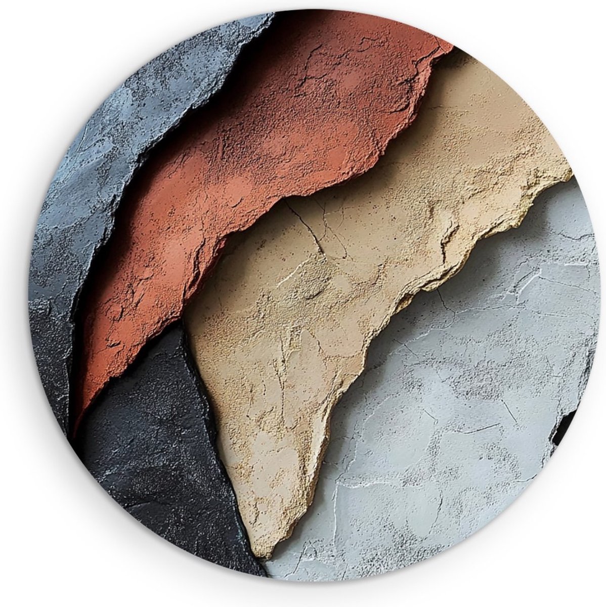 Saammp Forex Muurcirkel - Verschillende soorten steen - Abstract - Ø 90 - Wandcirkel - Wanddecoratie Cirkel - Muurdecoratie Woonkamer - Slaapkamer decoratie - Rond Schilderij