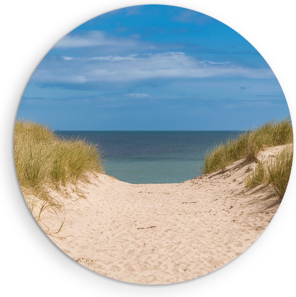 Saammp Forex Muurcirkel - Strand En Zee - Pad Vanuit de duinen - Ø 30 - Wandcirkel - Wanddecoratie Cirkel - muurdecoratie Woonkamer - Slaapkamer decoratie - Rond Schilderij