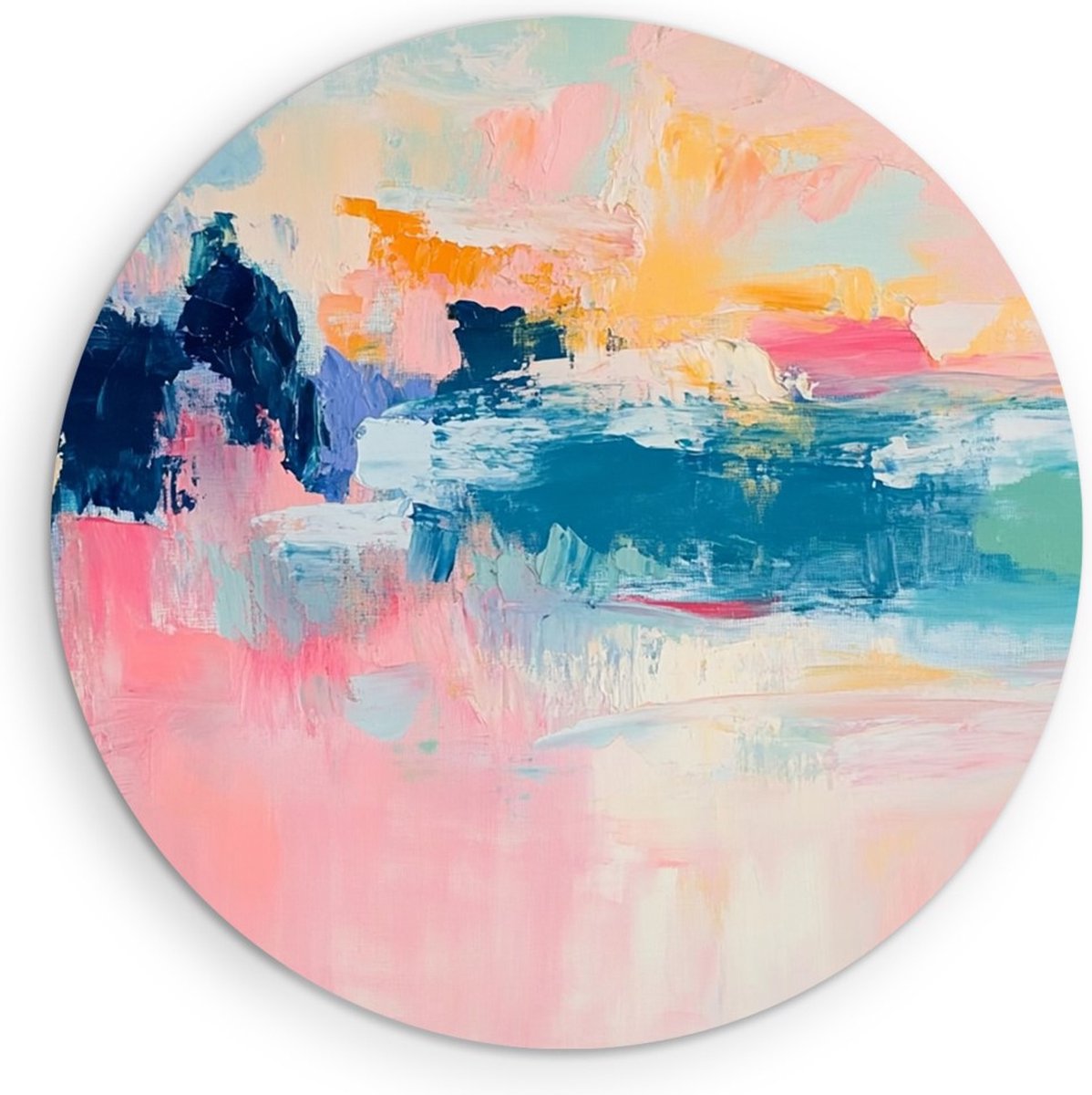 Saammp Muurcirkel Hout - Pastel roze - Abstract - Ø 50 - Wandcirkel - Wanddecoratie Cirkel - Muurdecoratie Woonkamer - Slaapkamer decoratie - Rond Schilderij