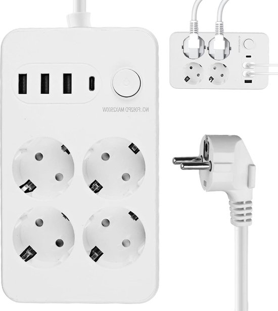 MaxTrack stekkerdoos met 3 contacten en 2x USB / zwart - 5 meter MaxTrack stekkerdoos met 3 contacten en 2x USB / zwart - 5 meter