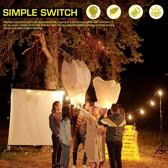 Uping® Led-lichtsnoer, 20 lampions, werkt op batterijen, lantaarn Uping® Led-lichtsnoer, 20 lampions, werkt op batterijen, lantaarn