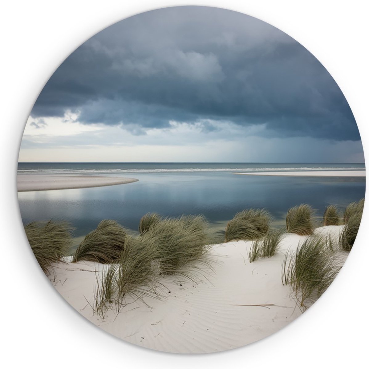 Saammp Forex Muurcirkel - Strand - Zee - duinen - Ø 70 - Wandcirkel - Wanddecoratie Cirkel - muurdecoratie Woonkamer - Slaapkamer decoratie - Rond Schilderij