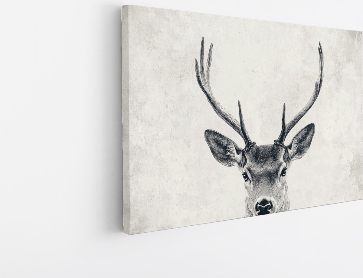 Saammp Canvas Schilderij - Abstracte Hert - Natuur - Dieren - 90x60 - Foto op canvas - Wanddecoratie - Muurdecoratie Woonkamer - Slaapkamer decoratie - Canvas Print Multicolor