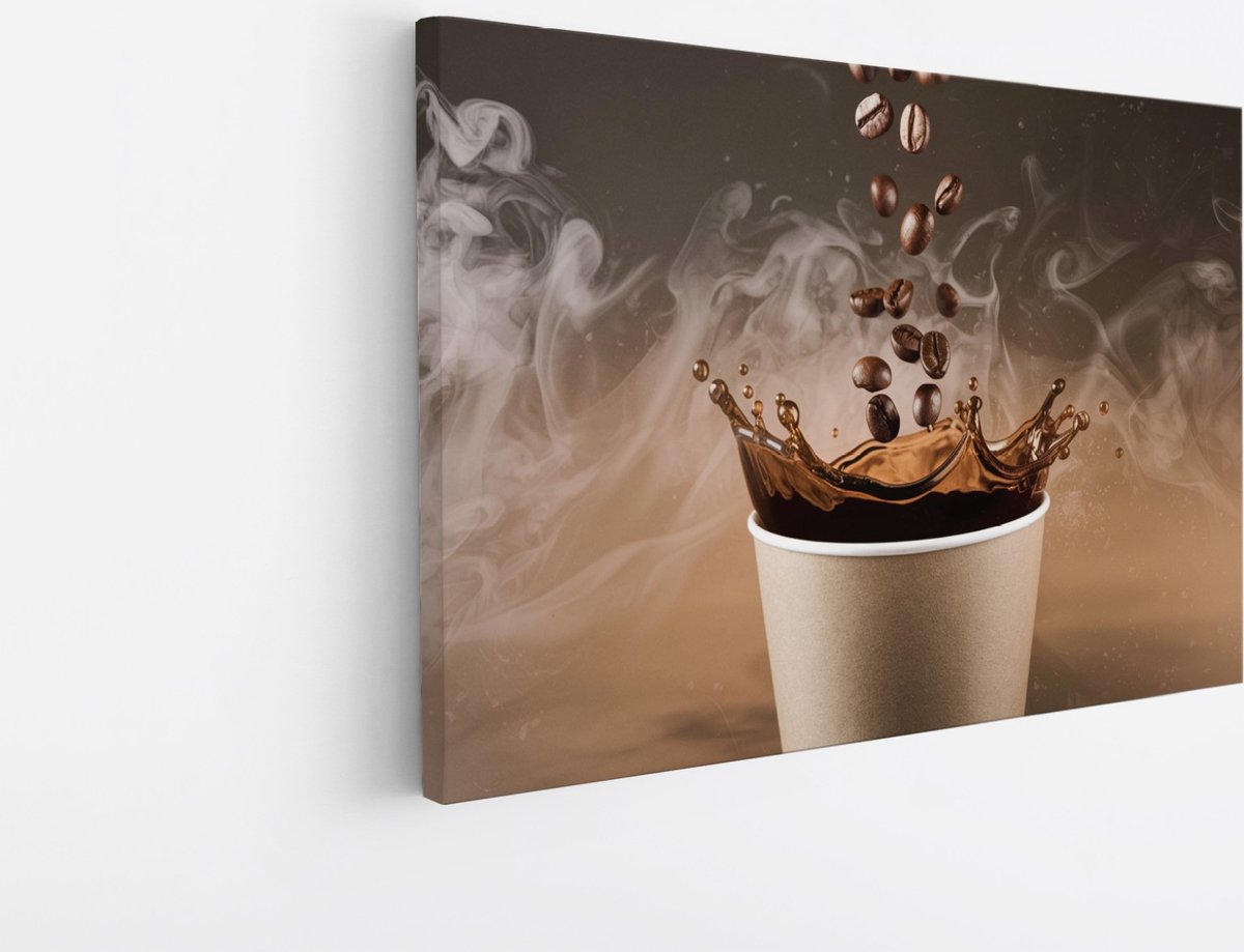 Saammp Canvas Schilderij - Koffie spetters - 60x40 - Foto op canvas - Wanddecoratie - Muurdecoratie keuken - Slaapkamer decoratie - Canvas Print Multicolor