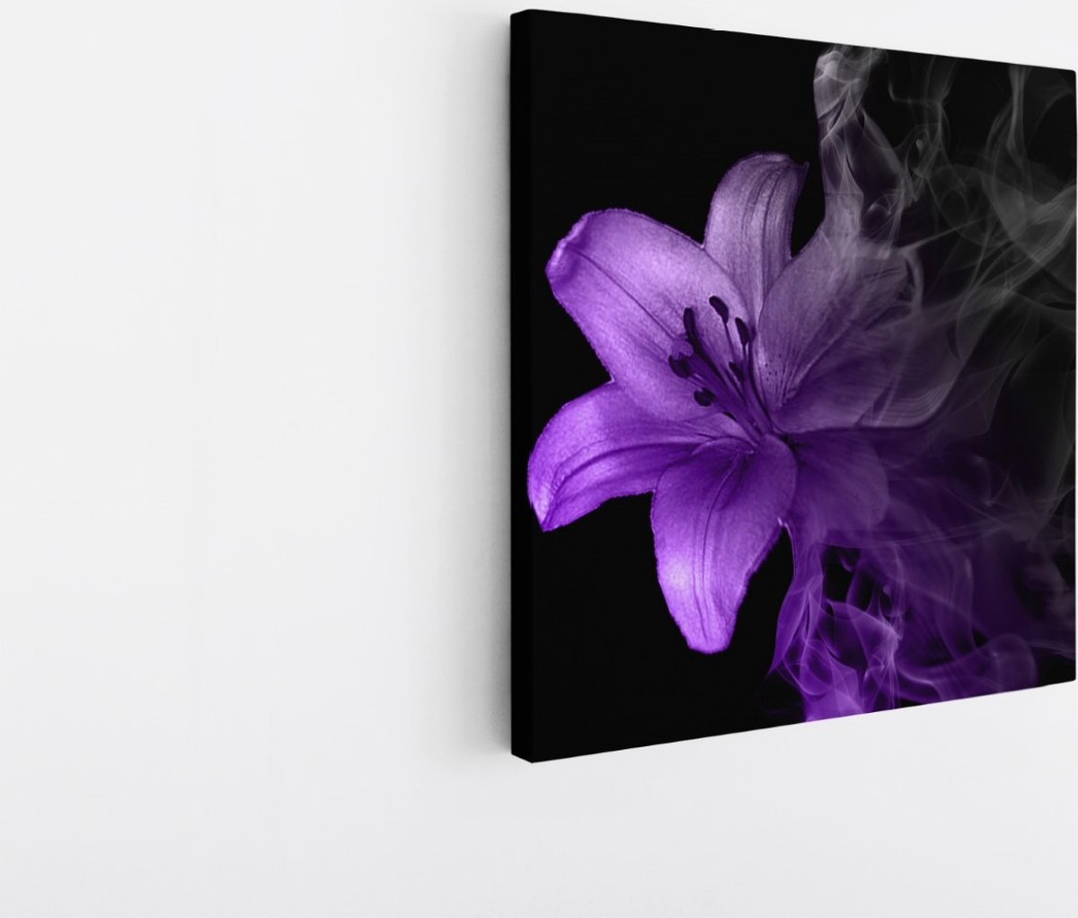 Saammp Canvas Schilderij - Paarse bloem - Natuur - 30x30 - Foto op canvas - Wanddecoratie - Muurdecoratie Woonkamer - Kantoor Decoratie Multicolor