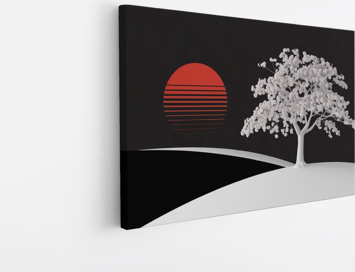 Saammp Canvas Schilderij - Zwart-Wit - Landschap - Zon - Landschap - Natuur - 45x30 - Foto op canvas - Wanddecoratie - Muurdecoratie Woonkamer - Slaapkamer decoratie - Canvas Print Multicolor