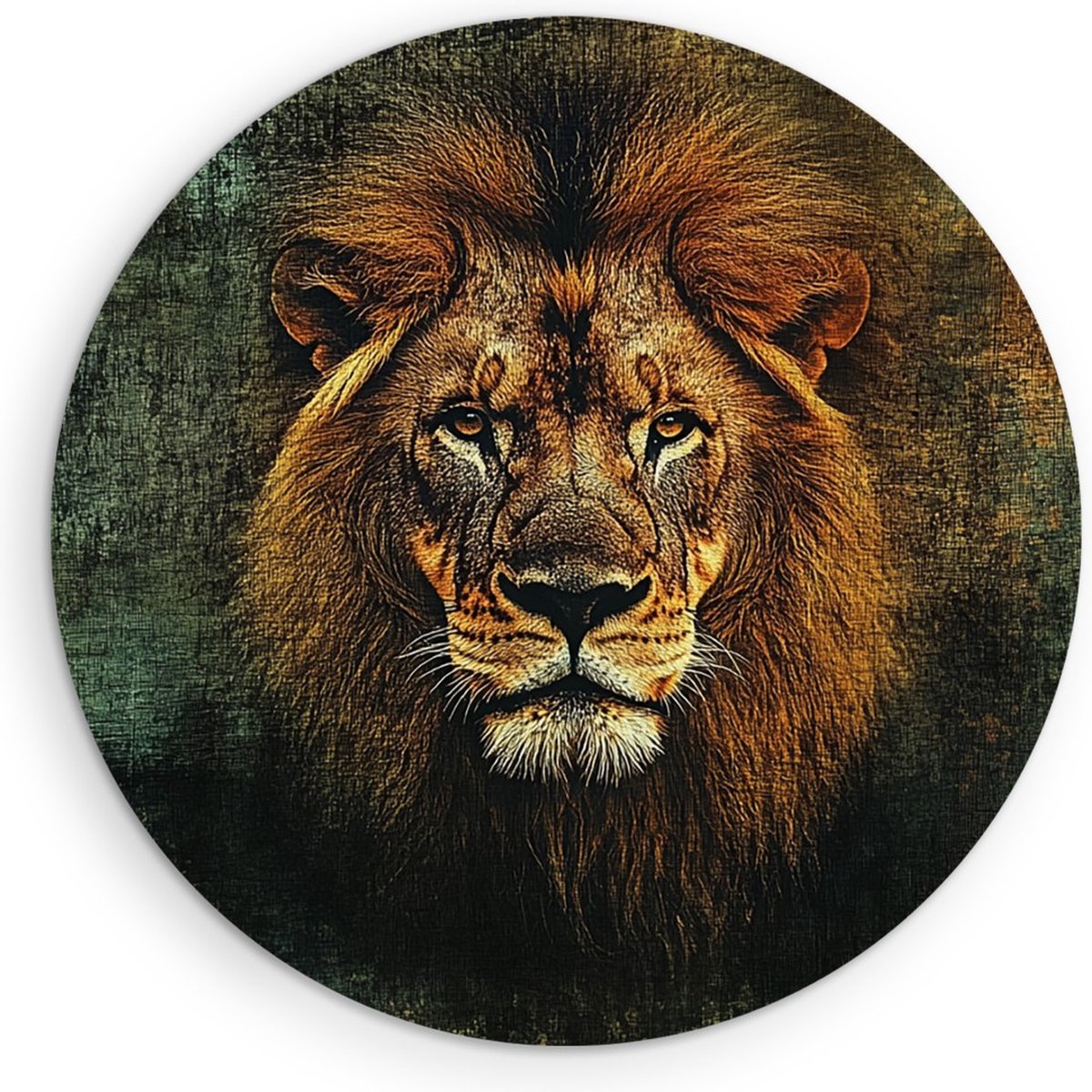 Saammp Muurcirkel Hout - Leeuw met roestkleuren - Dieren - Natuur - Ø 80 - Wandcirkel - Wanddecoratie Cirkel - Muurdecoratie Woonkamer - Slaapkamer decoratie - Rond Schilderij
